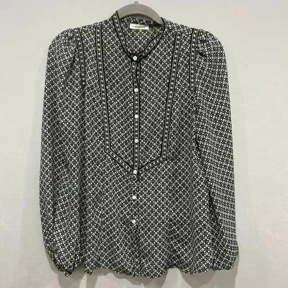 Max Studio balloon Long Sleeve Patterned Office Blouse Shirt size medium - Picture 1 of 6